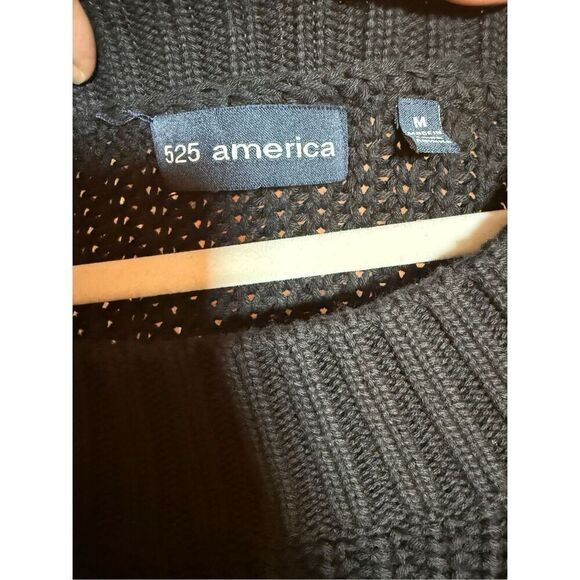 525 America women’s black open chunky knit sweater with bell sleeves minimalist - Picture 3 of 8